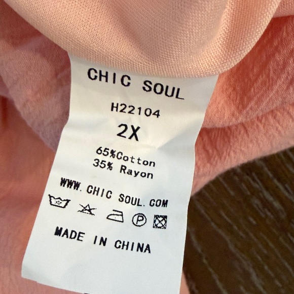 Chic Soul Peach Puff Sleeve Smocked Back Gauzy Gauze Romper 2X - Picture 8 of 8
